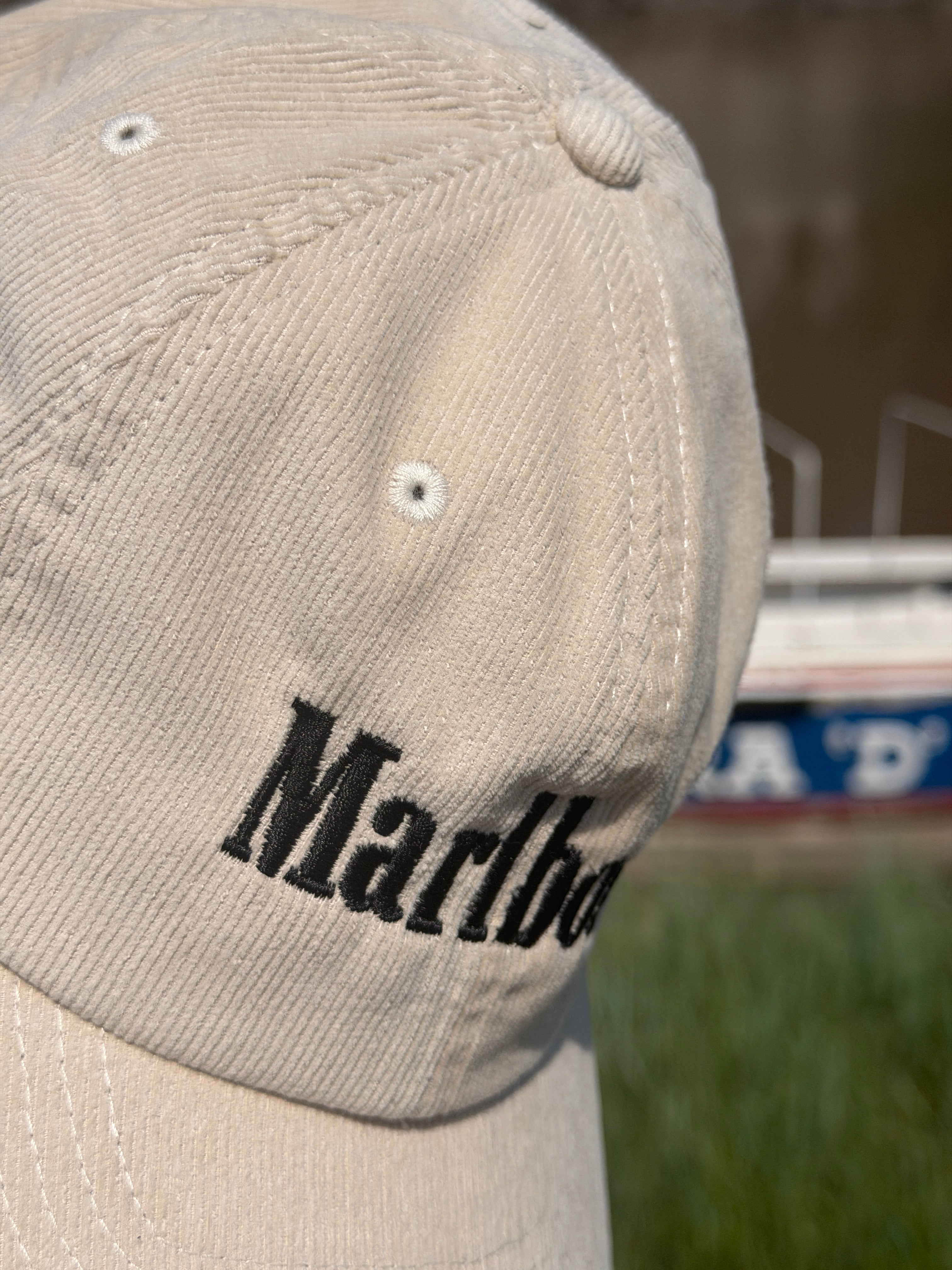 Marlboro Vintage Style Cream Corduroy Baseball Cap