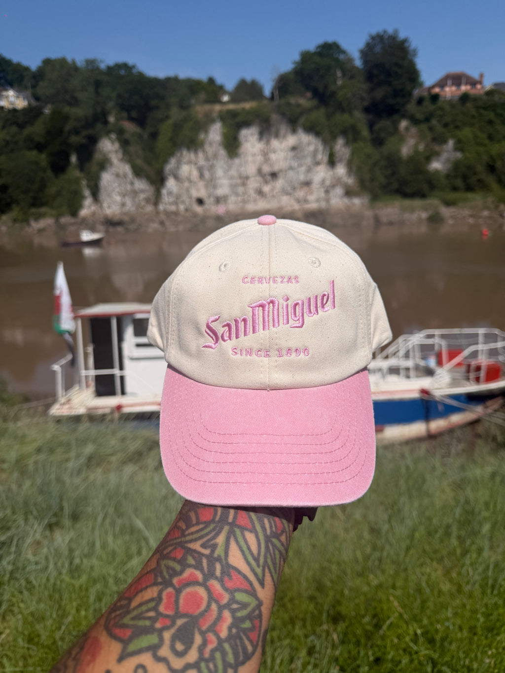 San Miguel Since 1890 Cream & Pink Embroidered Cap