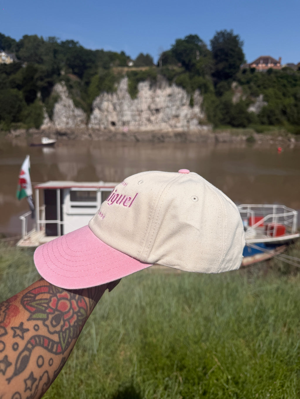 San Miguel Since 1890 Cream & Pink Embroidered Cap