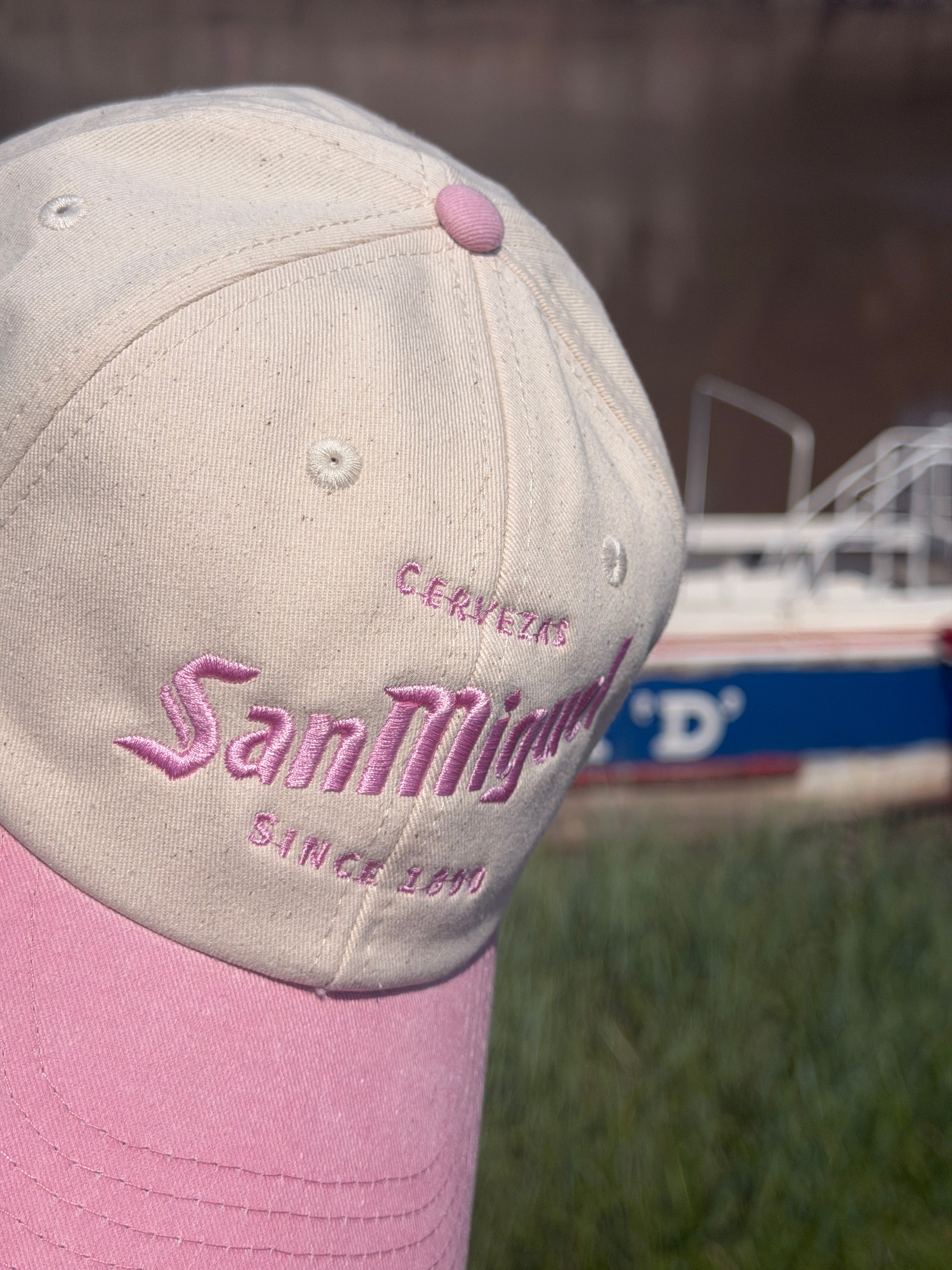 San Miguel Since 1890 Cream & Pink Embroidered Cap