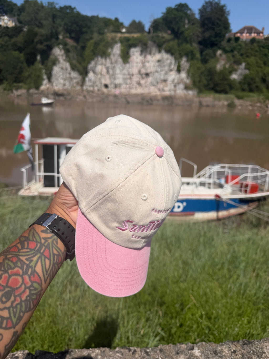 San Miguel Since 1890 Cream & Pink Embroidered Cap