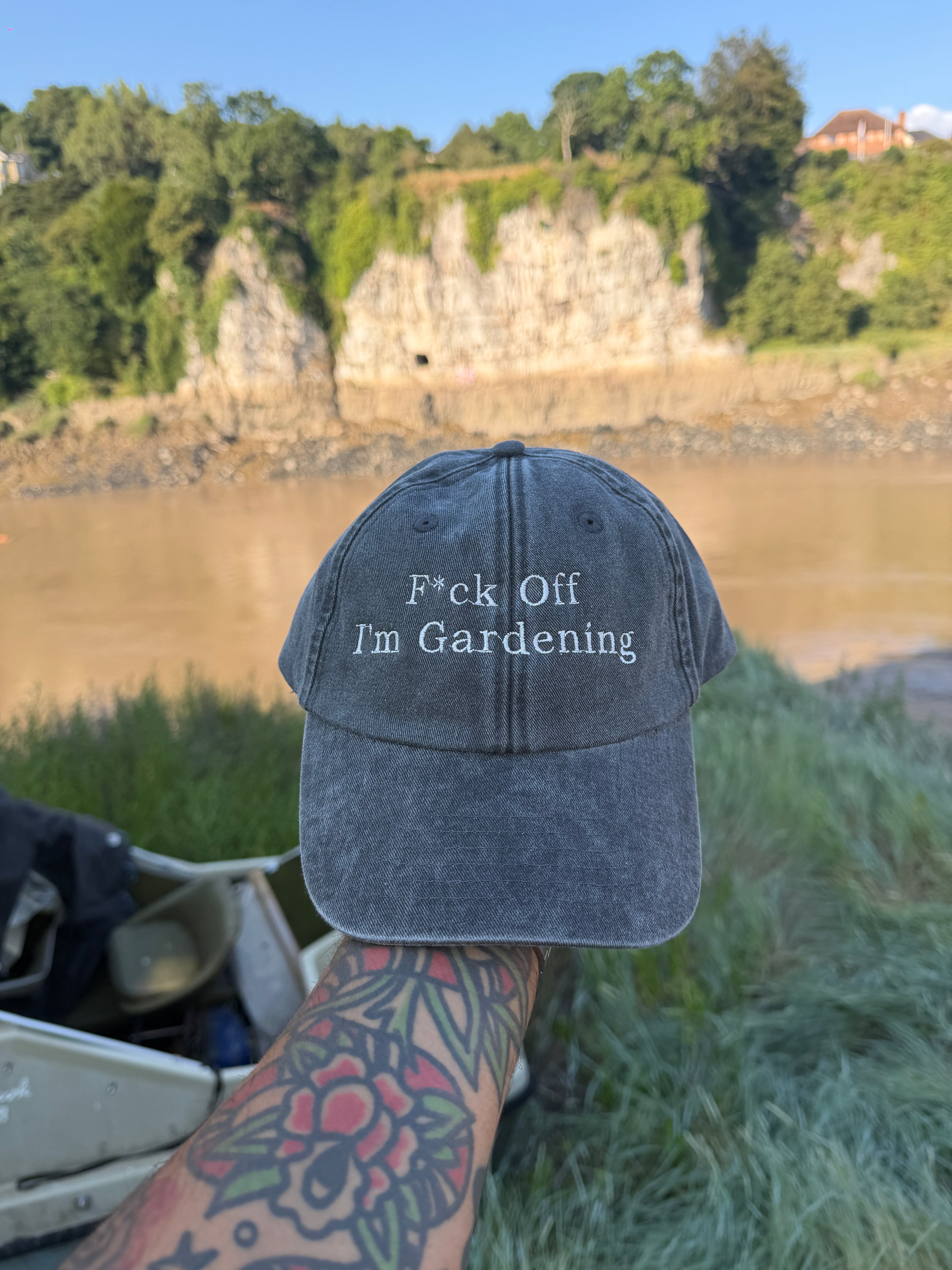 F*ck Off I'm Gardening Vintage Wash Black Embroidered Cap