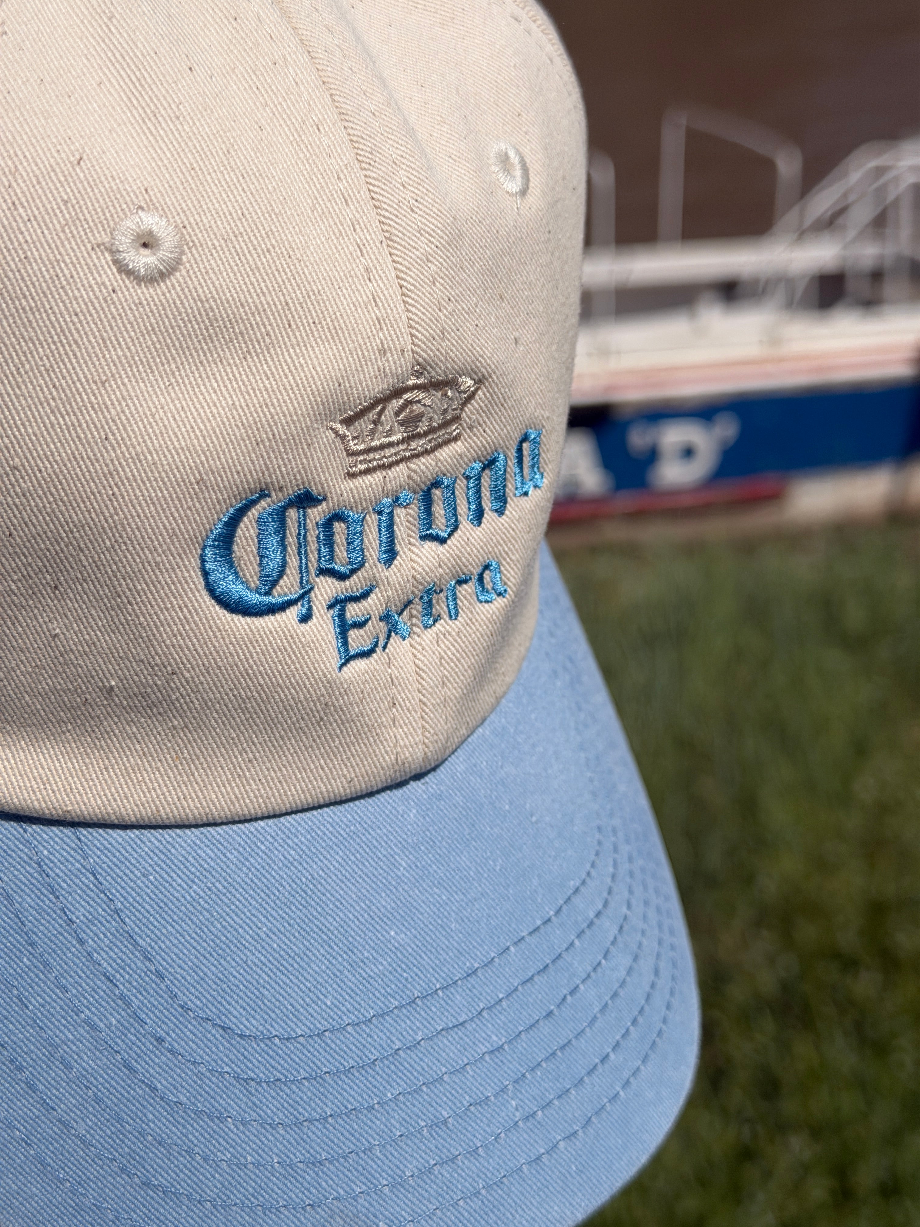 Corona Extra Cerveza Mexico Blue Two tone Vintage Inspired Baseball Cap