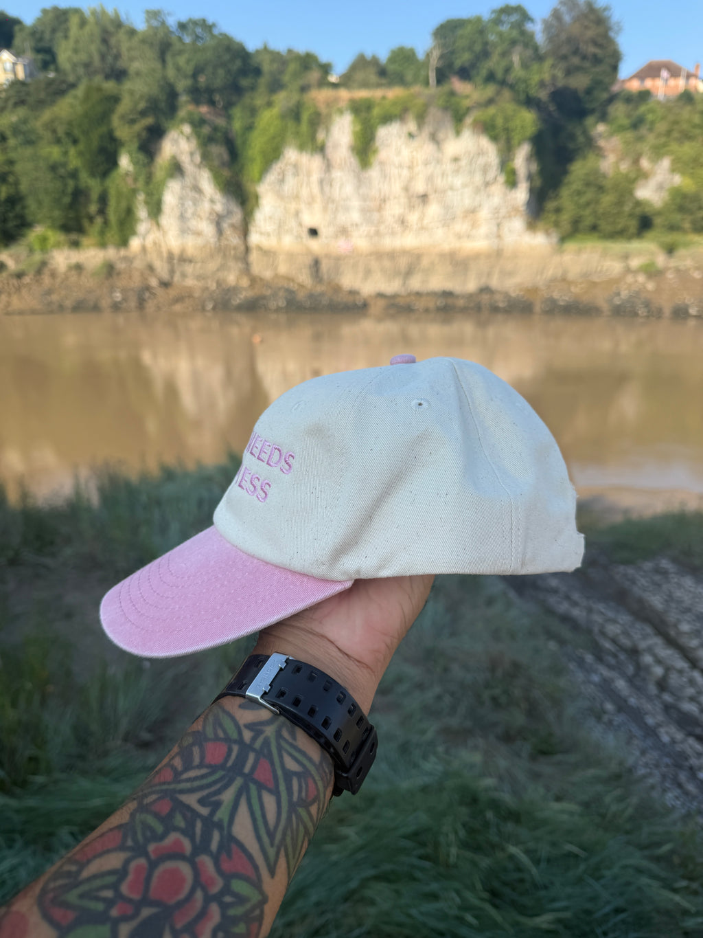 Mummy Needs A Guinness Embroidered Dad Cap – Pink & Cream Adjustable – Funny Women's Hat