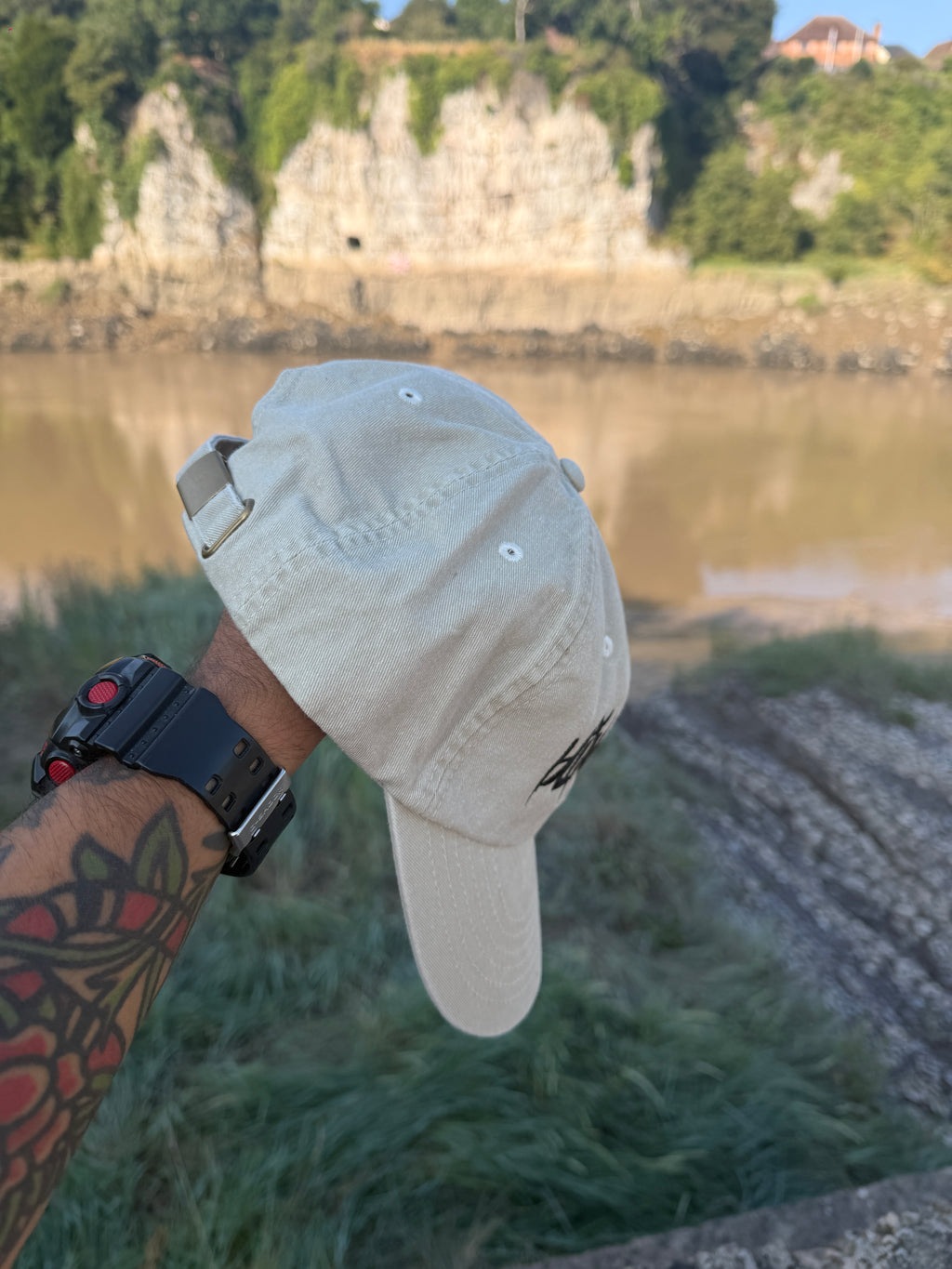 Blink-182 Embroidered Dad Cap – Cream Adjustable Strapback – Pop Punk Band Hat