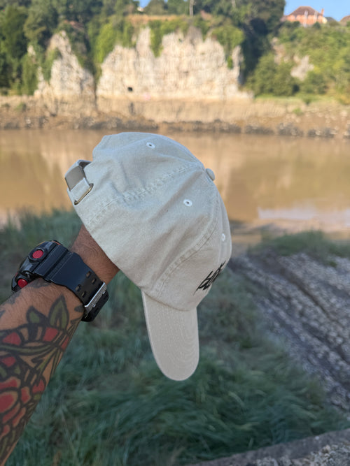 Blink-182 Embroidered Dad Cap – Cream Adjustable Strapback – Pop Punk Band Hat
