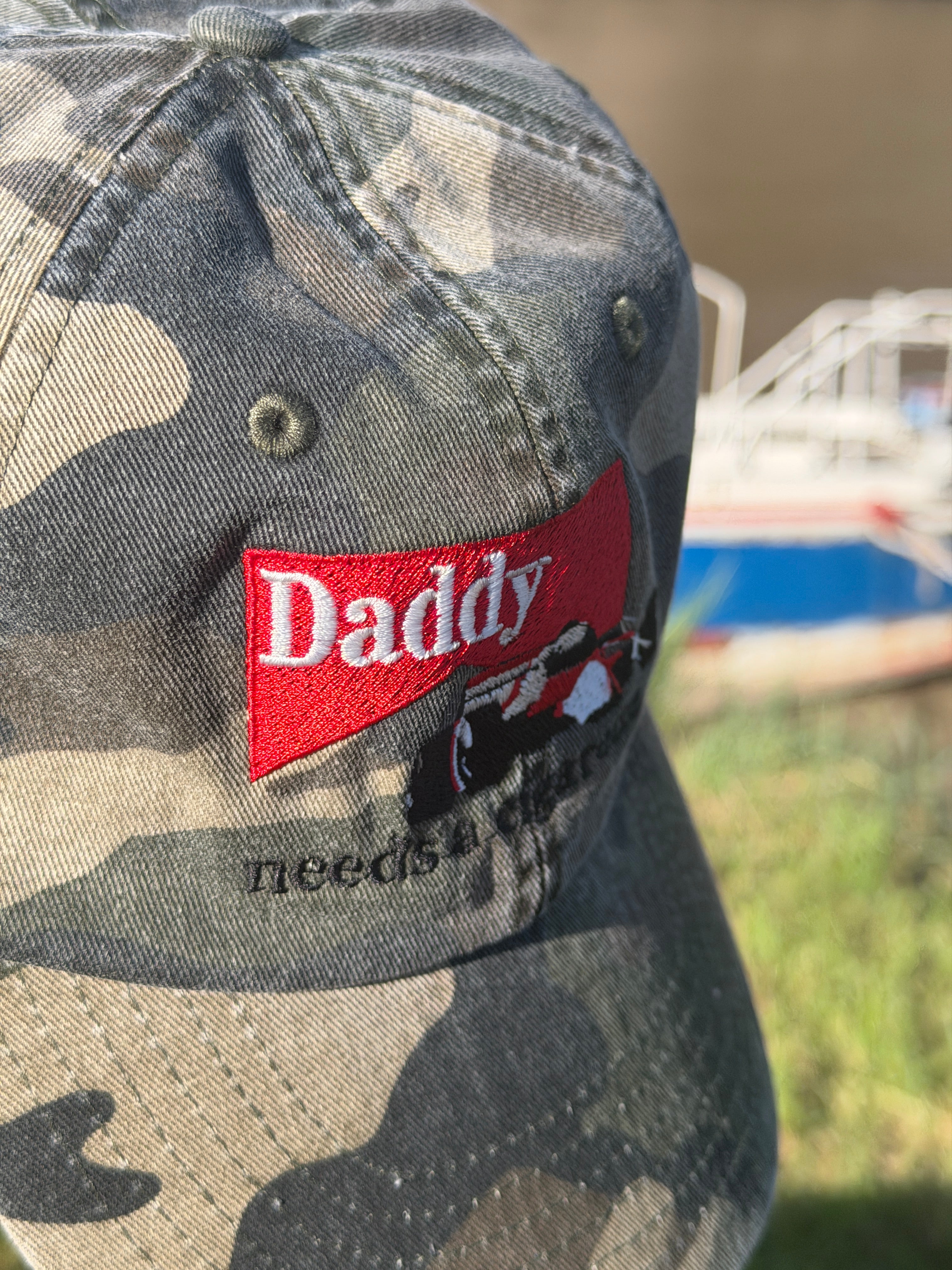 Daddy Needs a Cigarrete Camo Faded Baseball Cap
