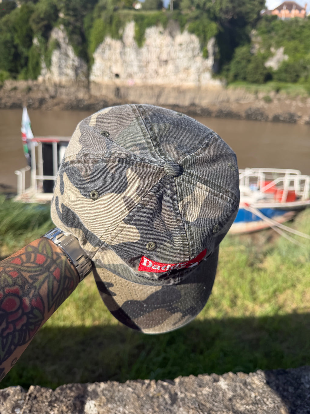 Daddy Needs a Cigarrete Camo Faded Baseball Cap
