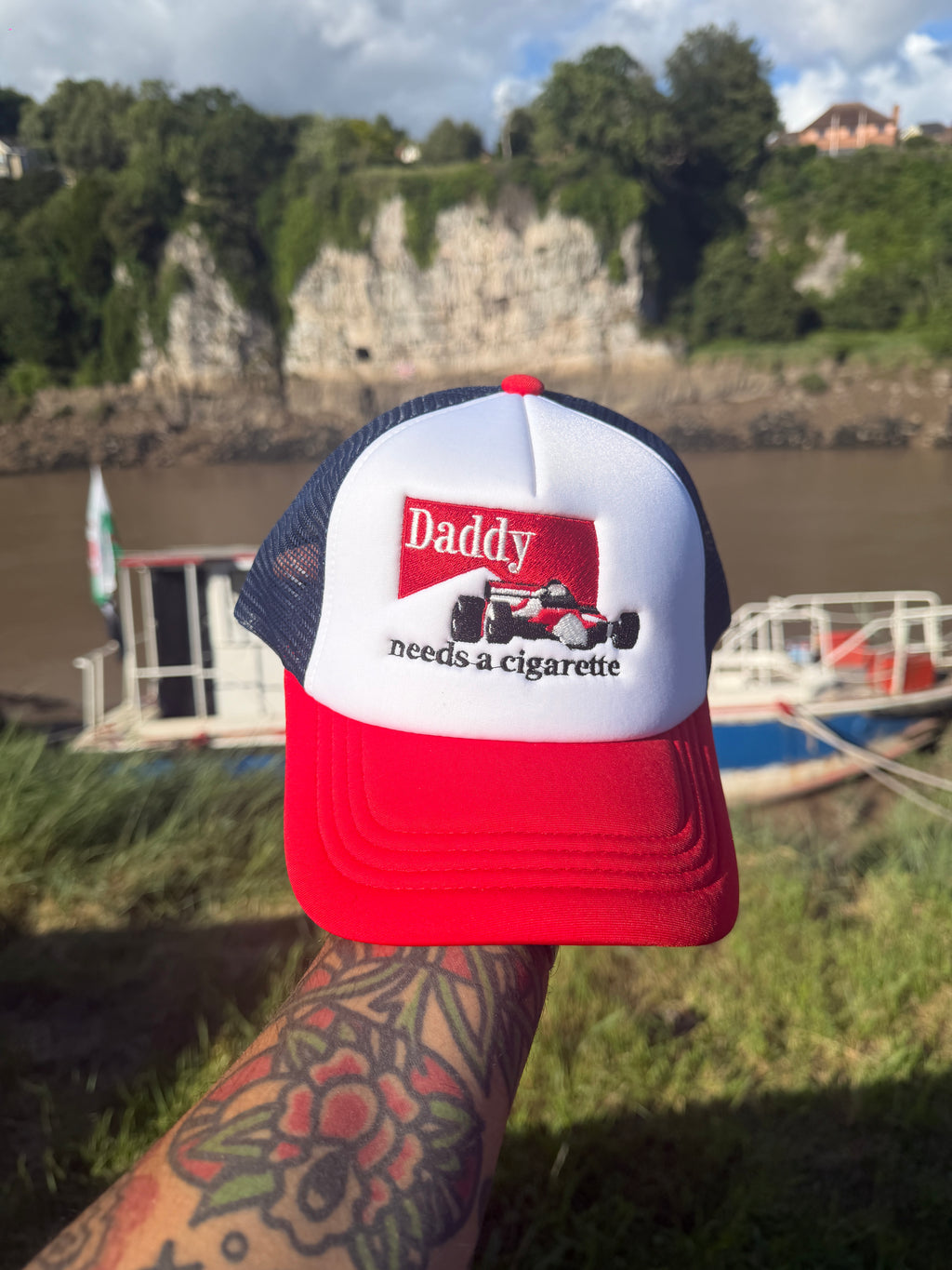 Daddy Needs a Cigarrete Tobacco Formula 1 Cap Trucker