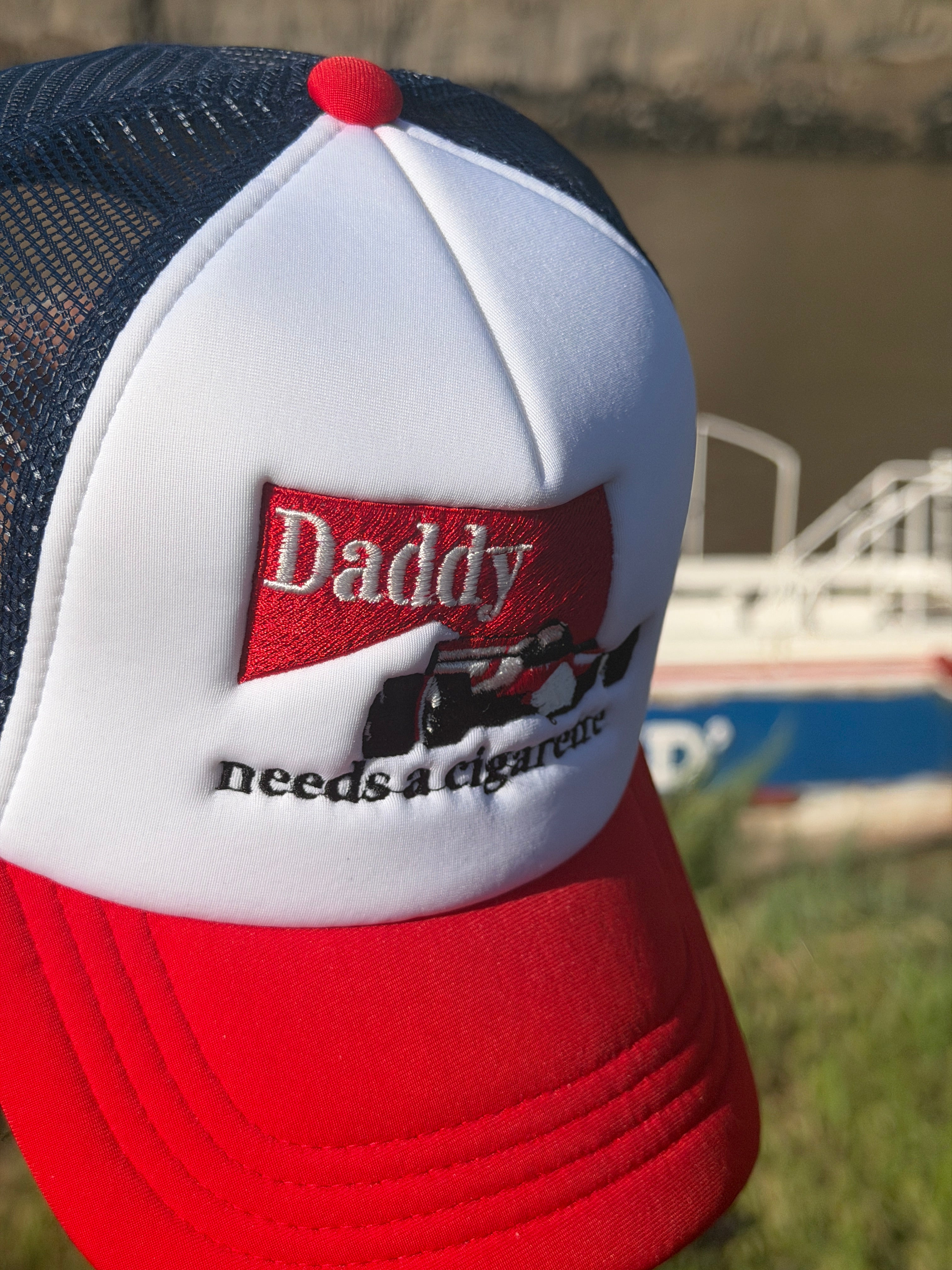 Daddy Needs a Cigarrete Tobacco Formula 1 Cap Trucker
