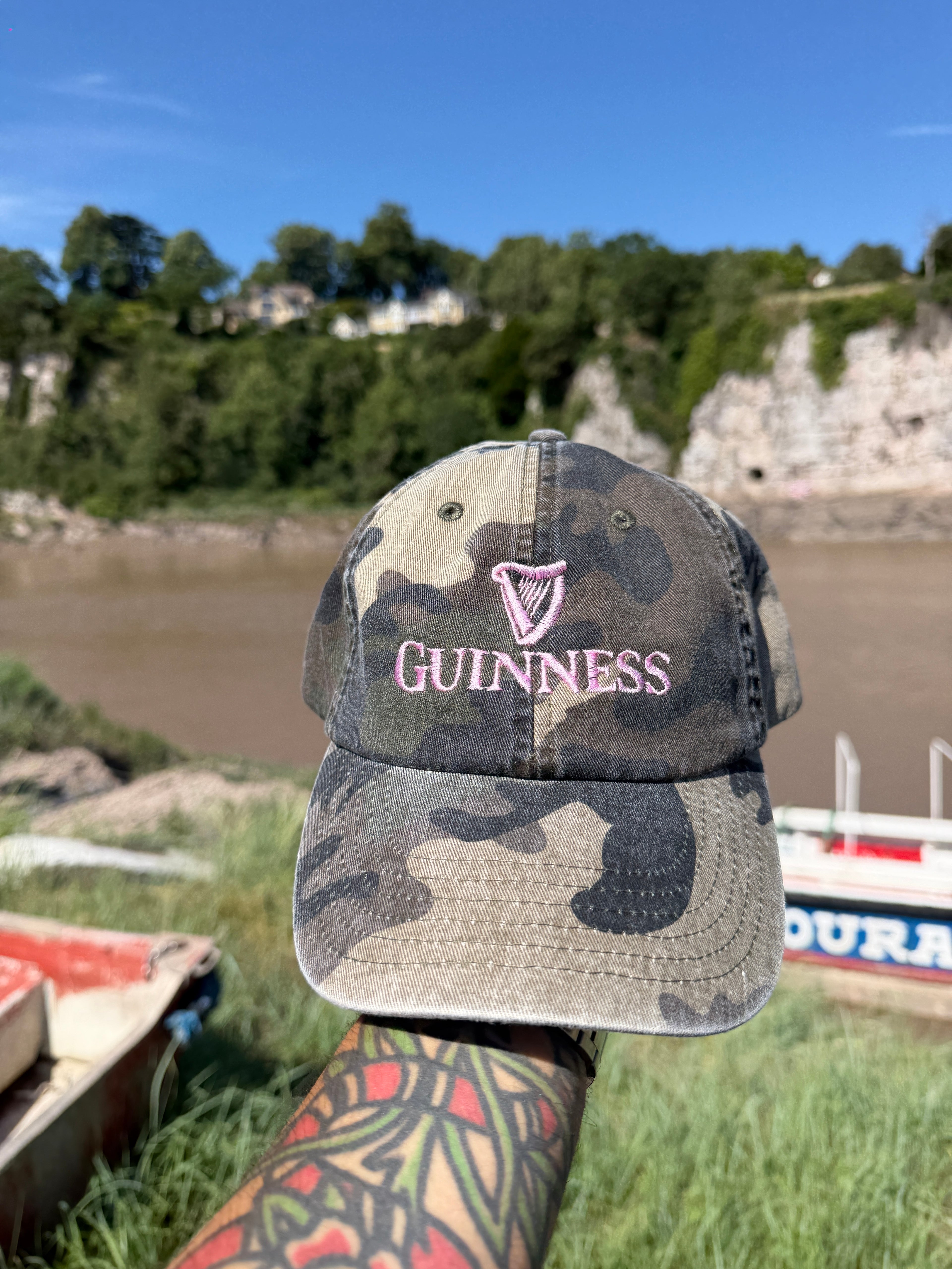 Guinness Pink Camo Vintage Style Embroidered Baseball Cap