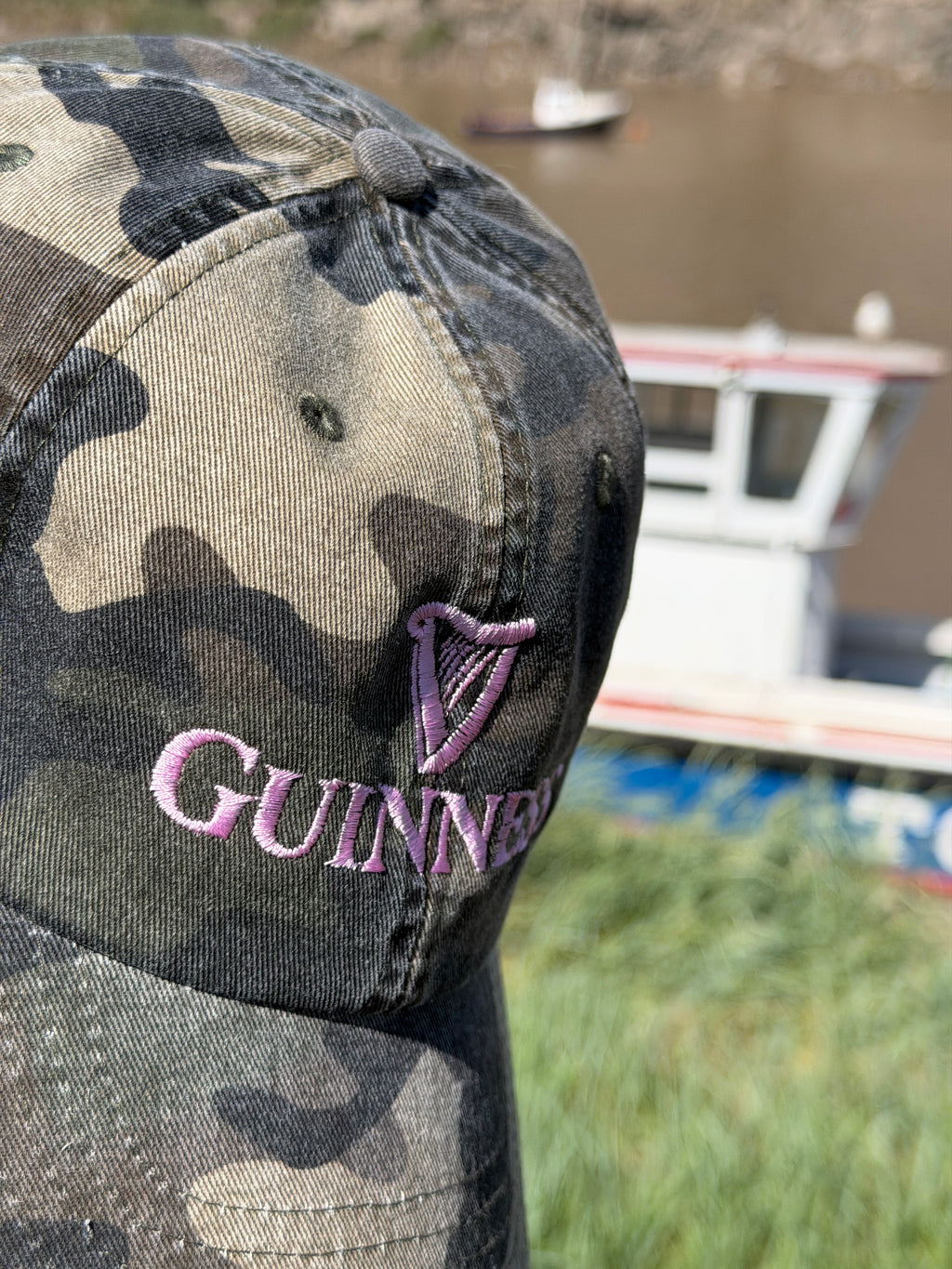 Guinness Pink Camo Vintage Style Embroidered Baseball Cap