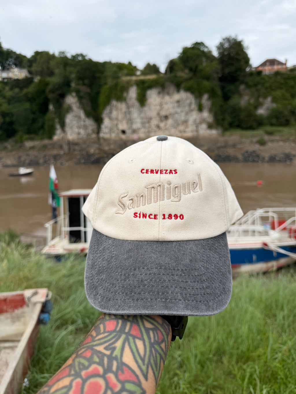 San Miguel Vintage Cerveza Merchandise Two tone Embroidered Baseball Cap