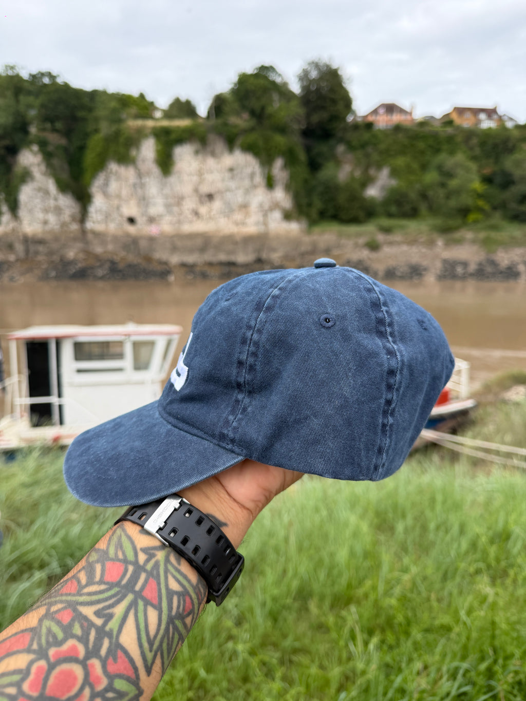 DnB Drum and Bass Factory Vintage style Navy faded Baseball Cap