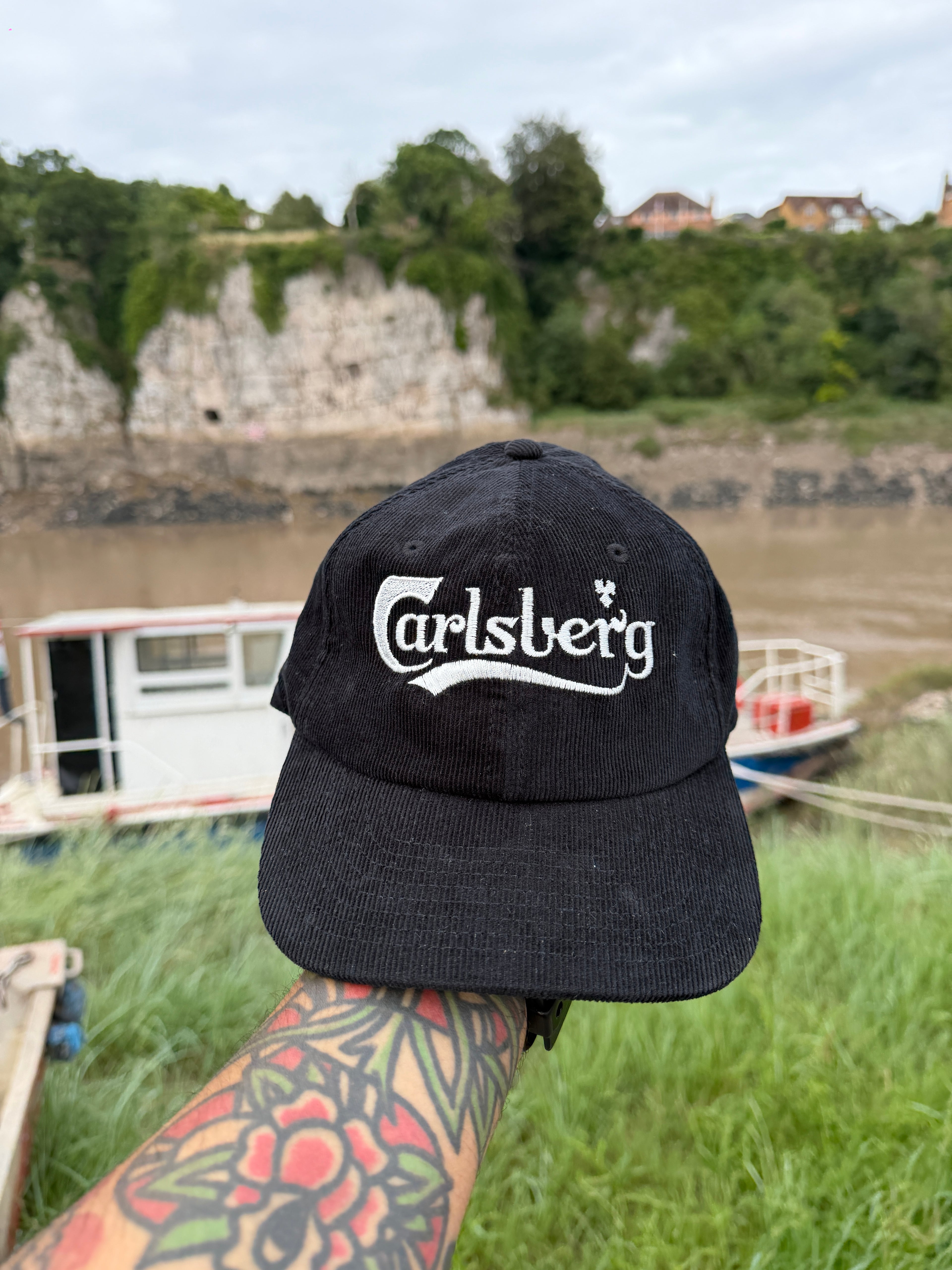 Carlsberg Vintage Corduroy Embroidered Beer Merch Baseball Cap