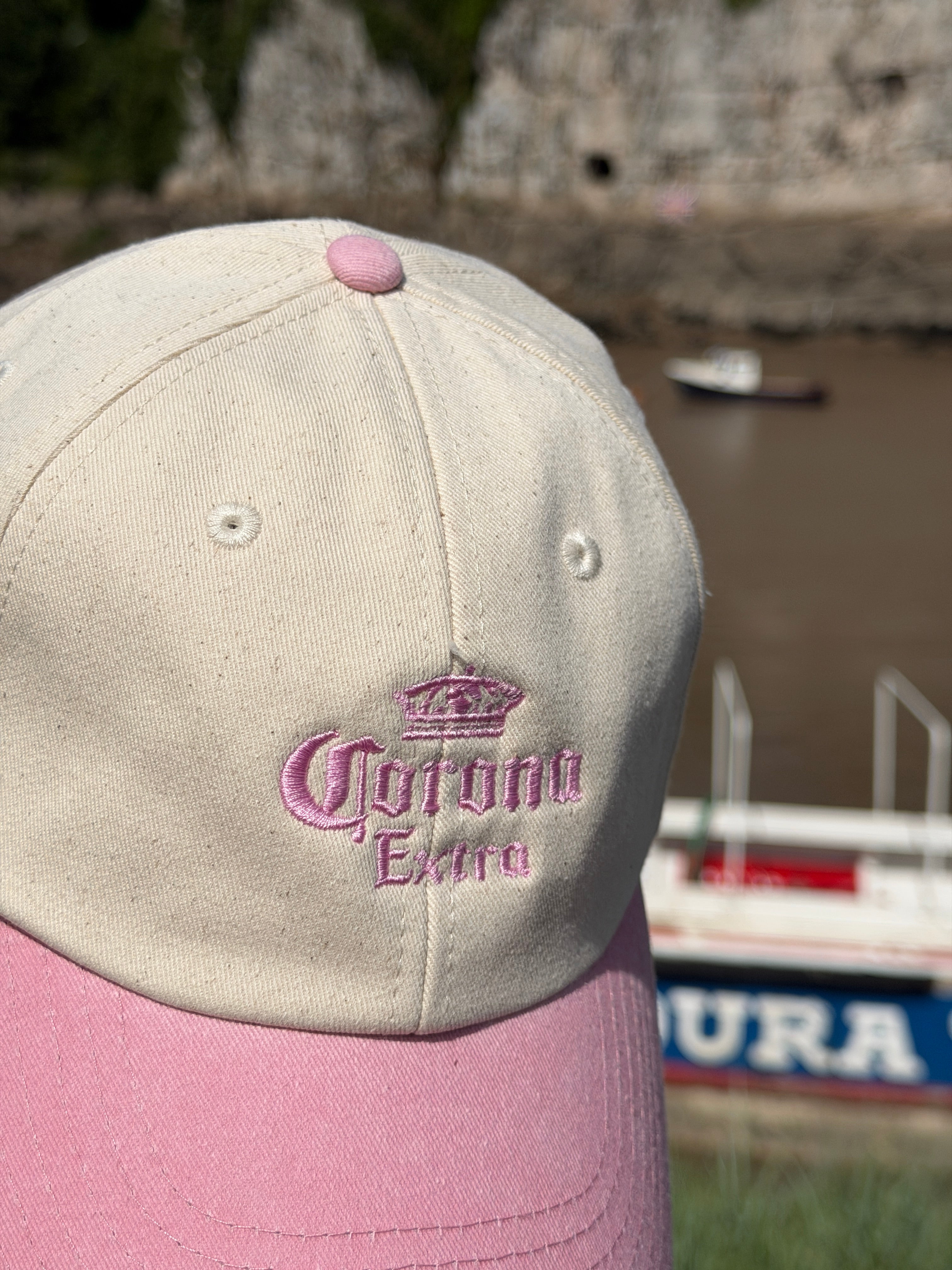 Corona Extra Cerveza Mexico Pink Two tone Vintage Inspired Baseball Cap