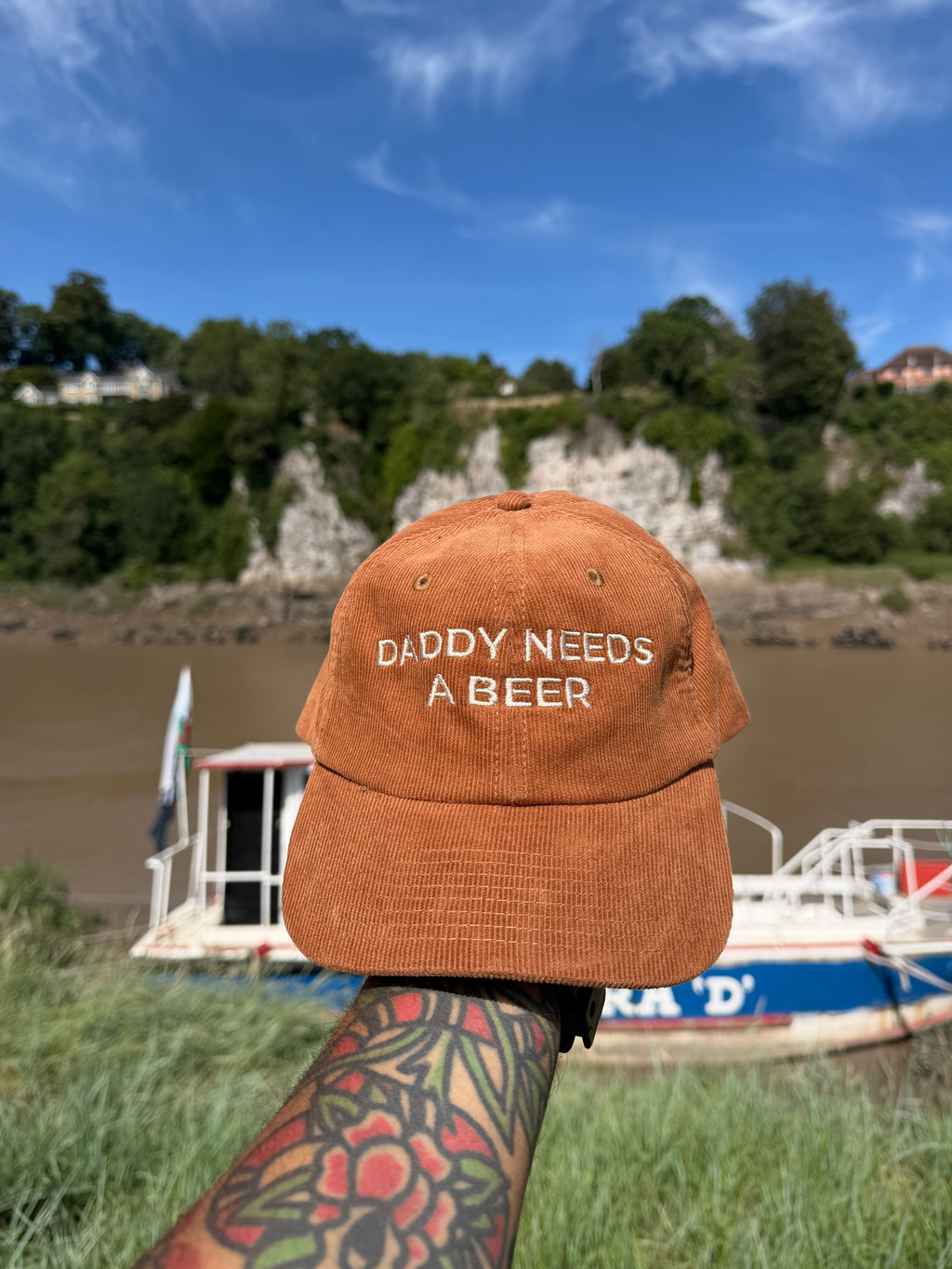 Daddy Needs a Beer Embroidered Booze Fun Corduroy Baseball Cap