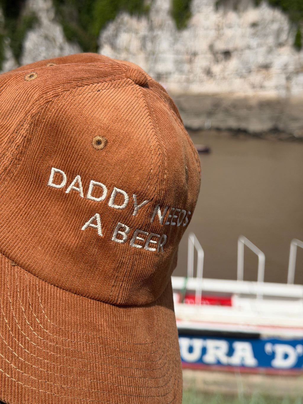 Daddy Needs a Beer Embroidered Booze Fun Corduroy Baseball Cap