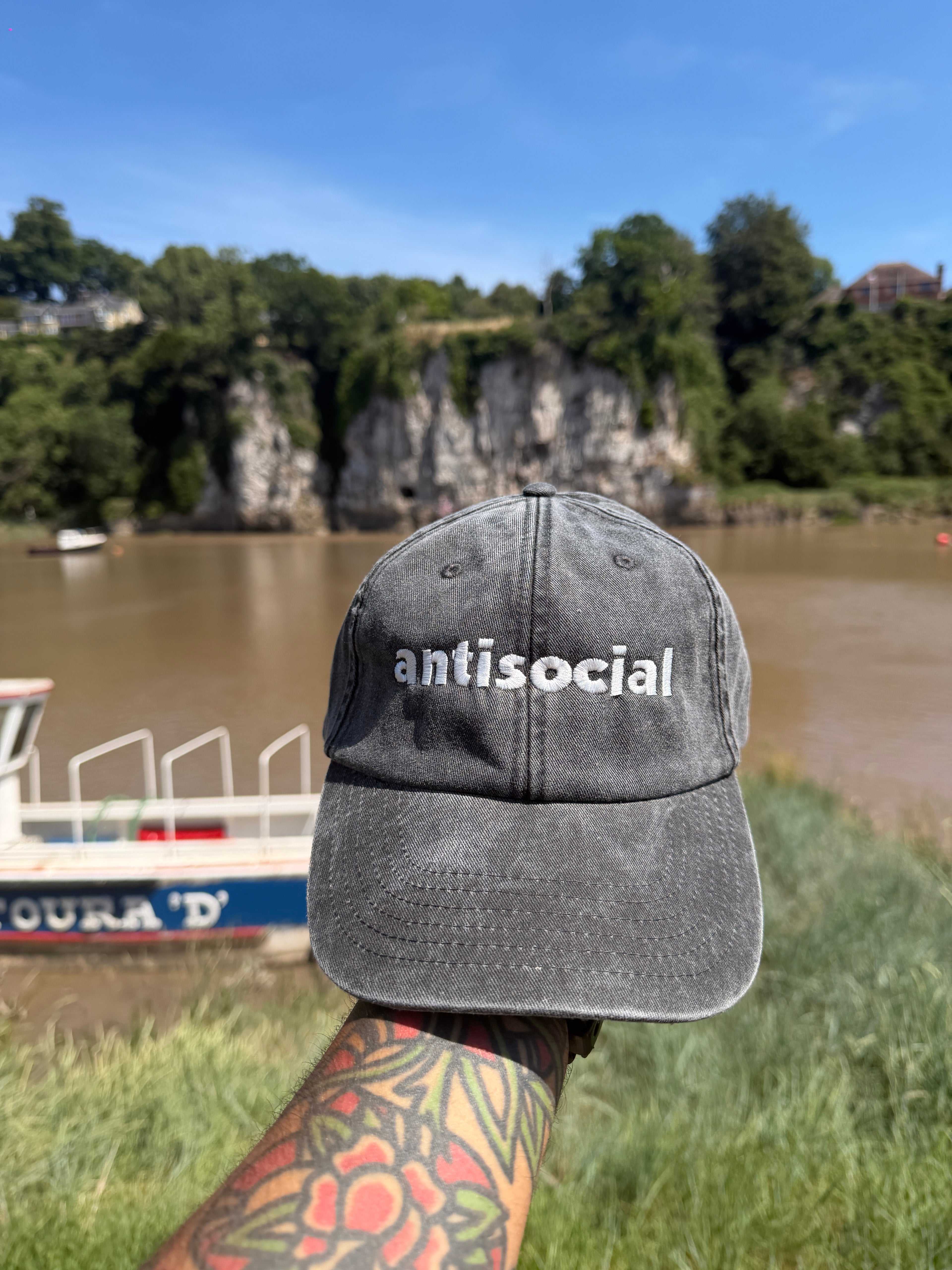 Antisocial Black Faded Wordz Embroidered Baseball Cap