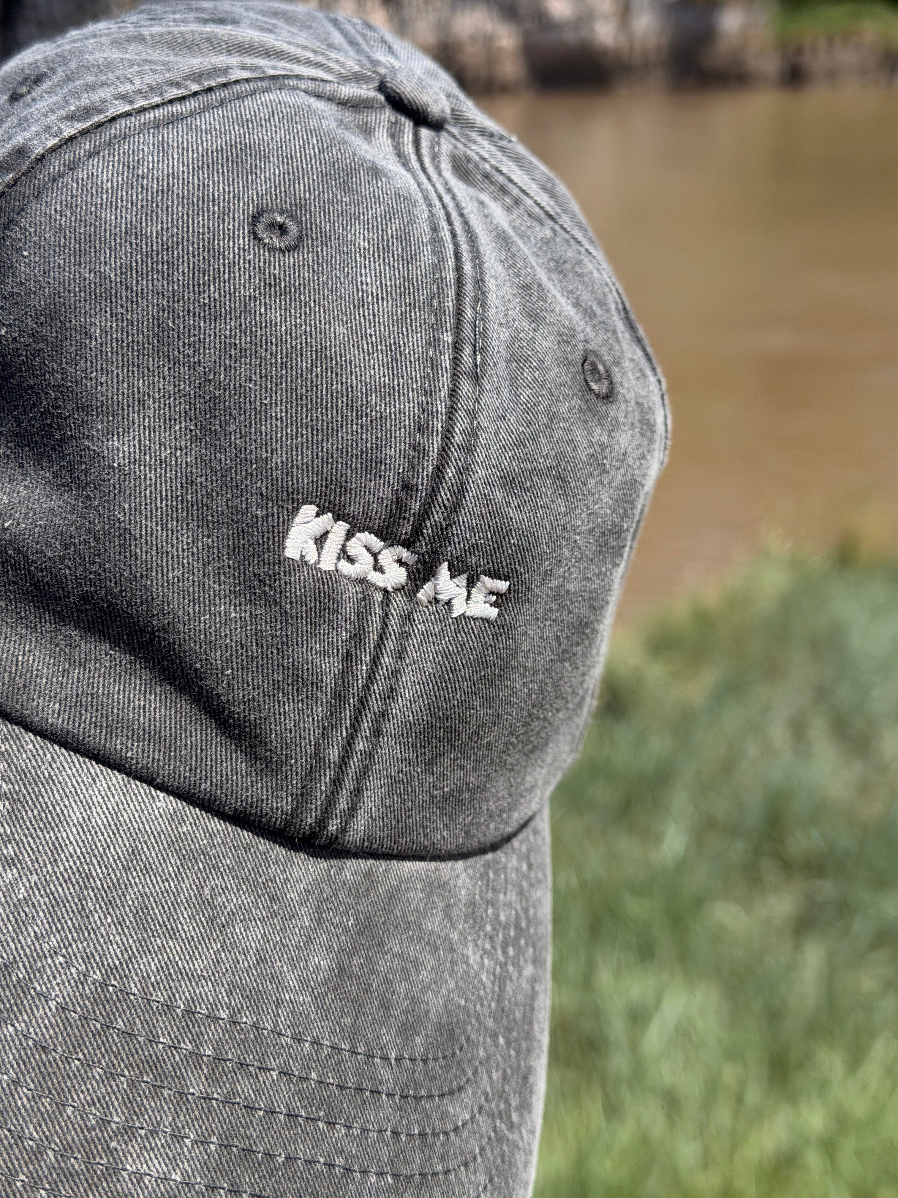 Kiss Me Wordz Faded Vintage style embroidered Baseball Cap
