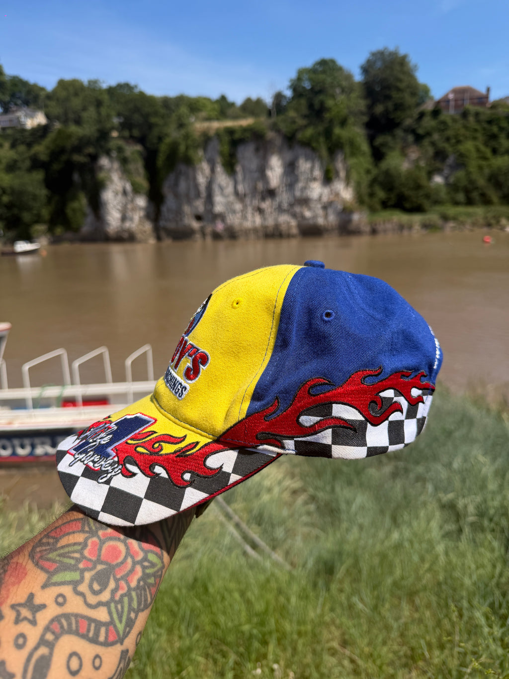 Vintage NASCAR Buddy's Home Furnishings Mike Garvey Racing Cap | Yellow Embroidered Adjustable Hat