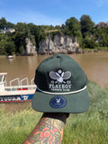 Playboy Tennis Club Rope Cap | Dark Green Adjustable Golf Style Hat | Official Playboy