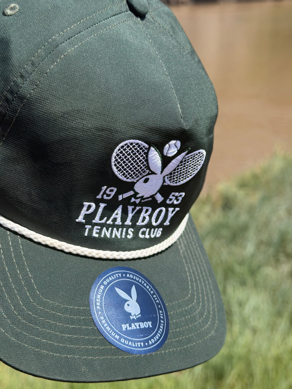 Playboy Tennis Club Rope Cap | Dark Green Adjustable Golf Style Hat | Official Playboy