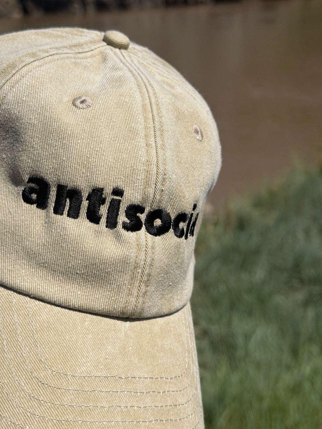AntiSocial Wordz Faded vintage style Baseball Cap Embroidered
