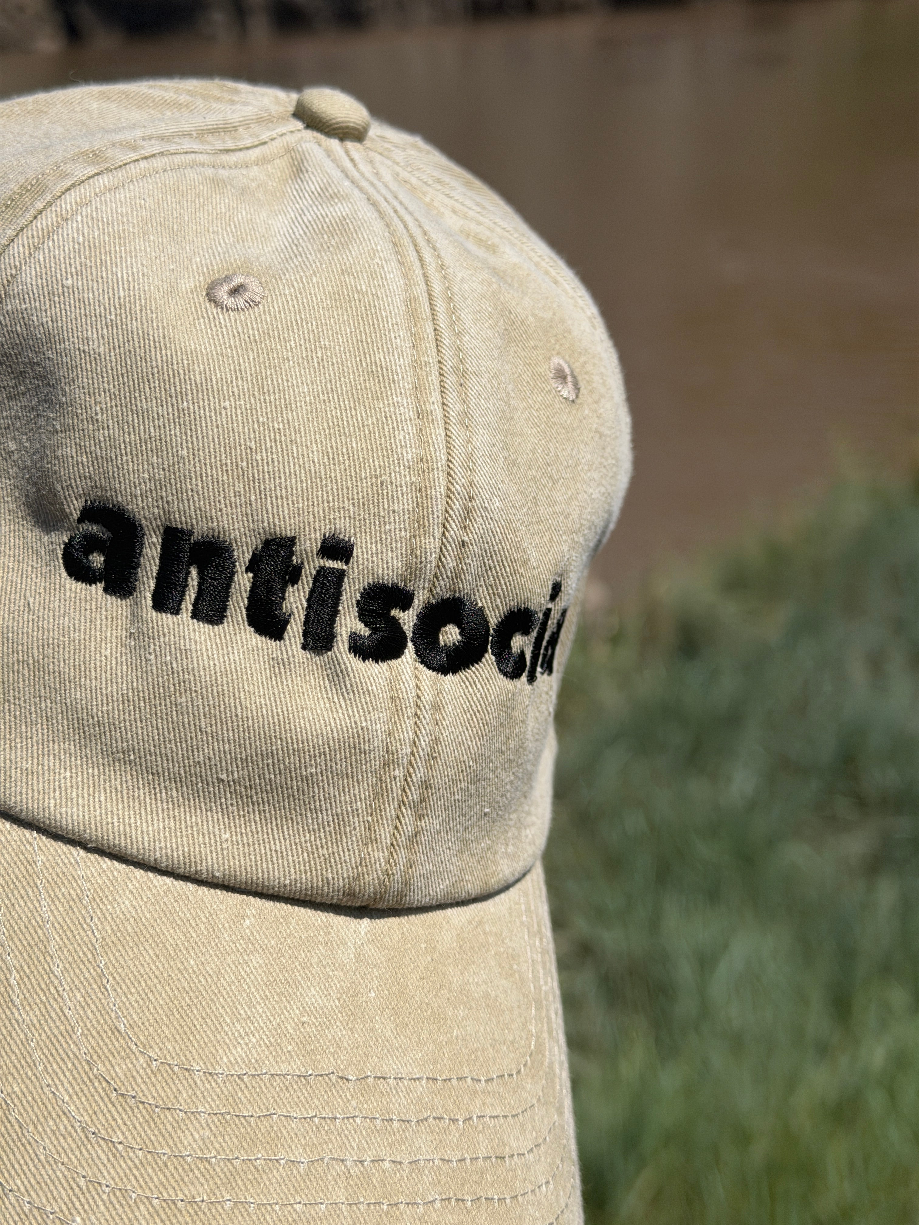 AntiSocial Wordz Faded vintage style Baseball Cap Embroidered