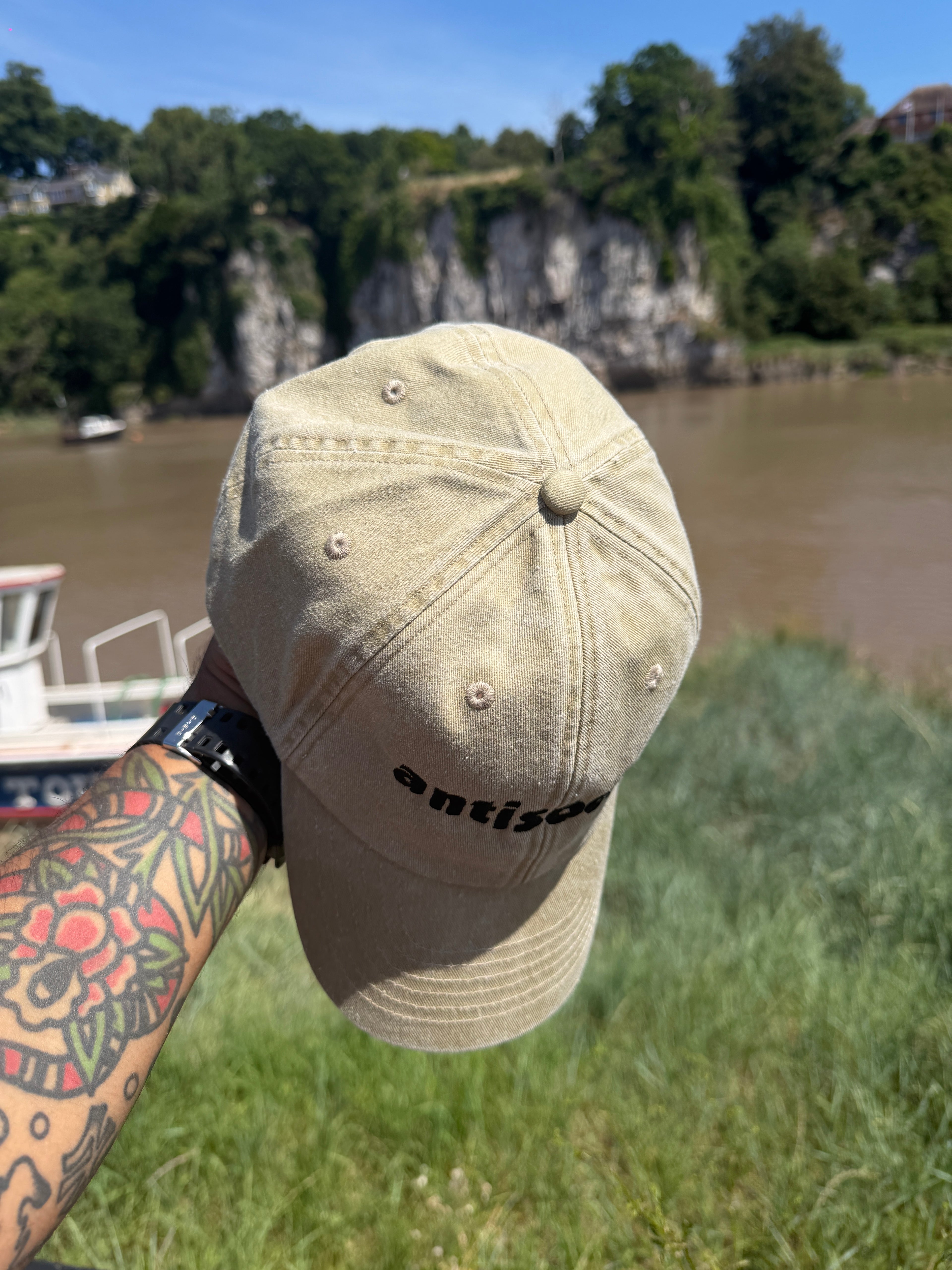 AntiSocial Wordz Faded vintage style Baseball Cap Embroidered