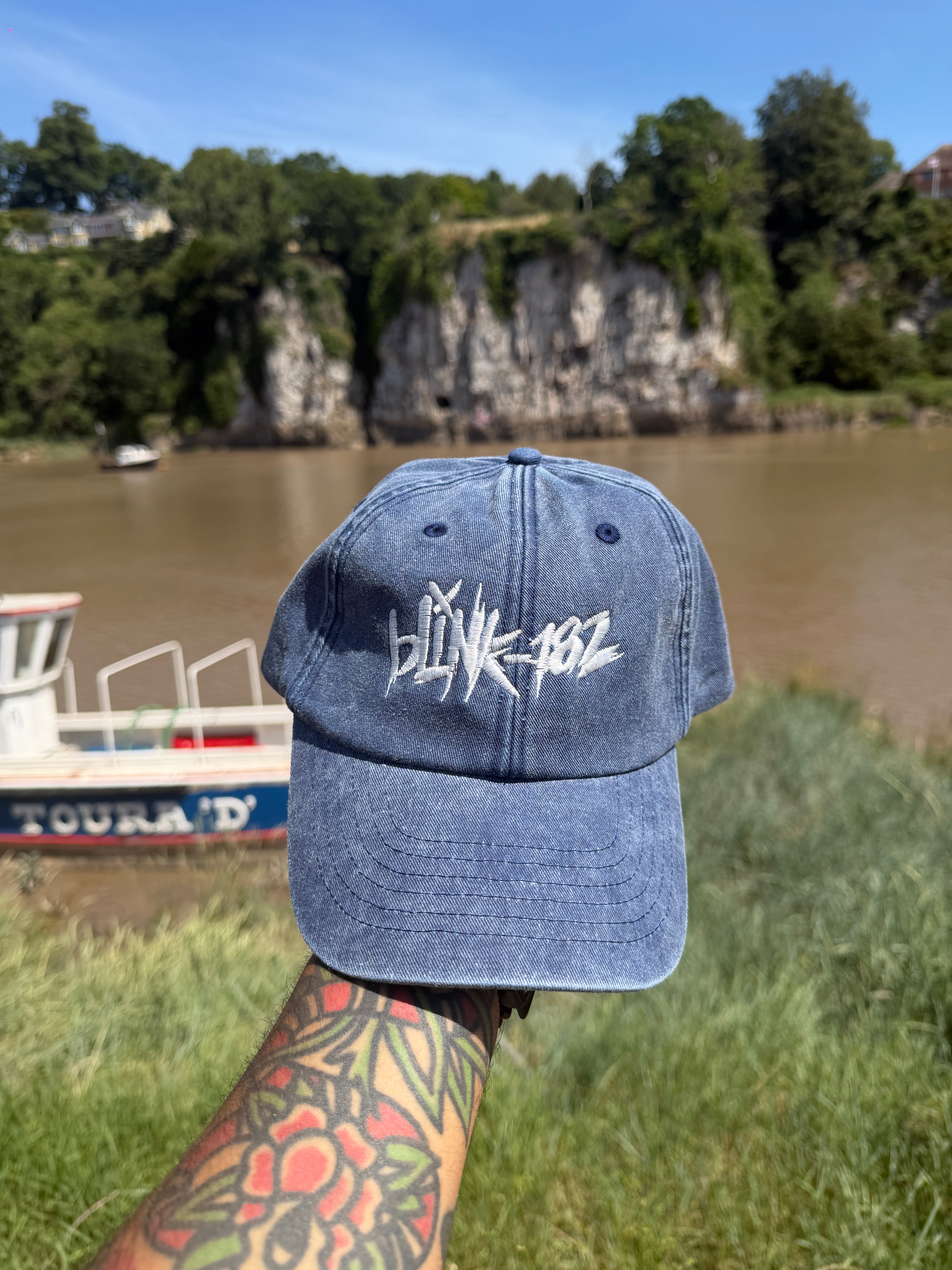 Blink 182 Rock Band Faded Navy Embroidered Baseball Cap