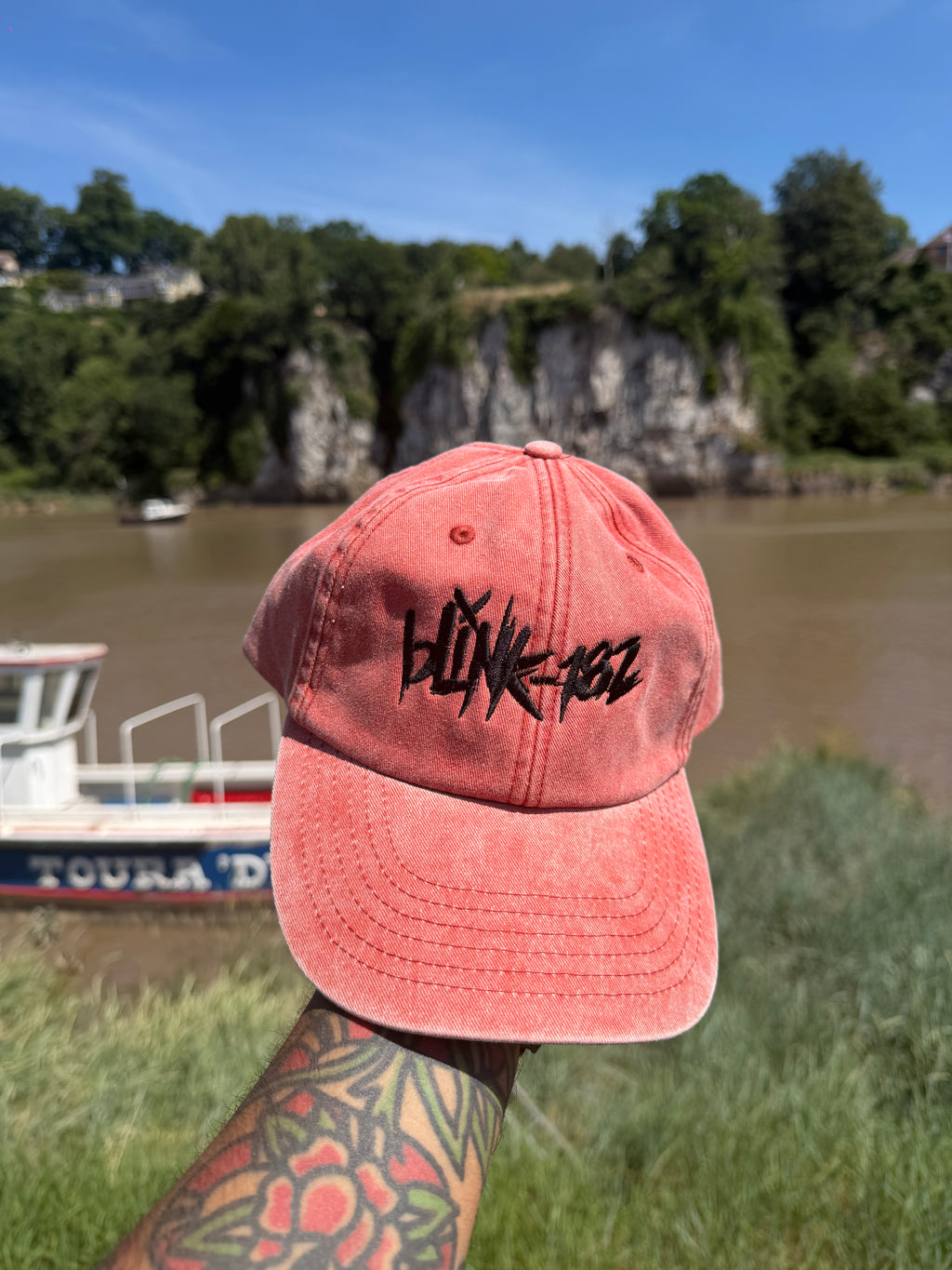 Blink 182 Vintage Inspired Americana Rock Band Faded Red Baseball Cap