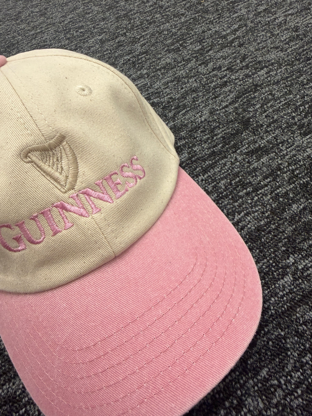 two tone pink guinness vintage style cap