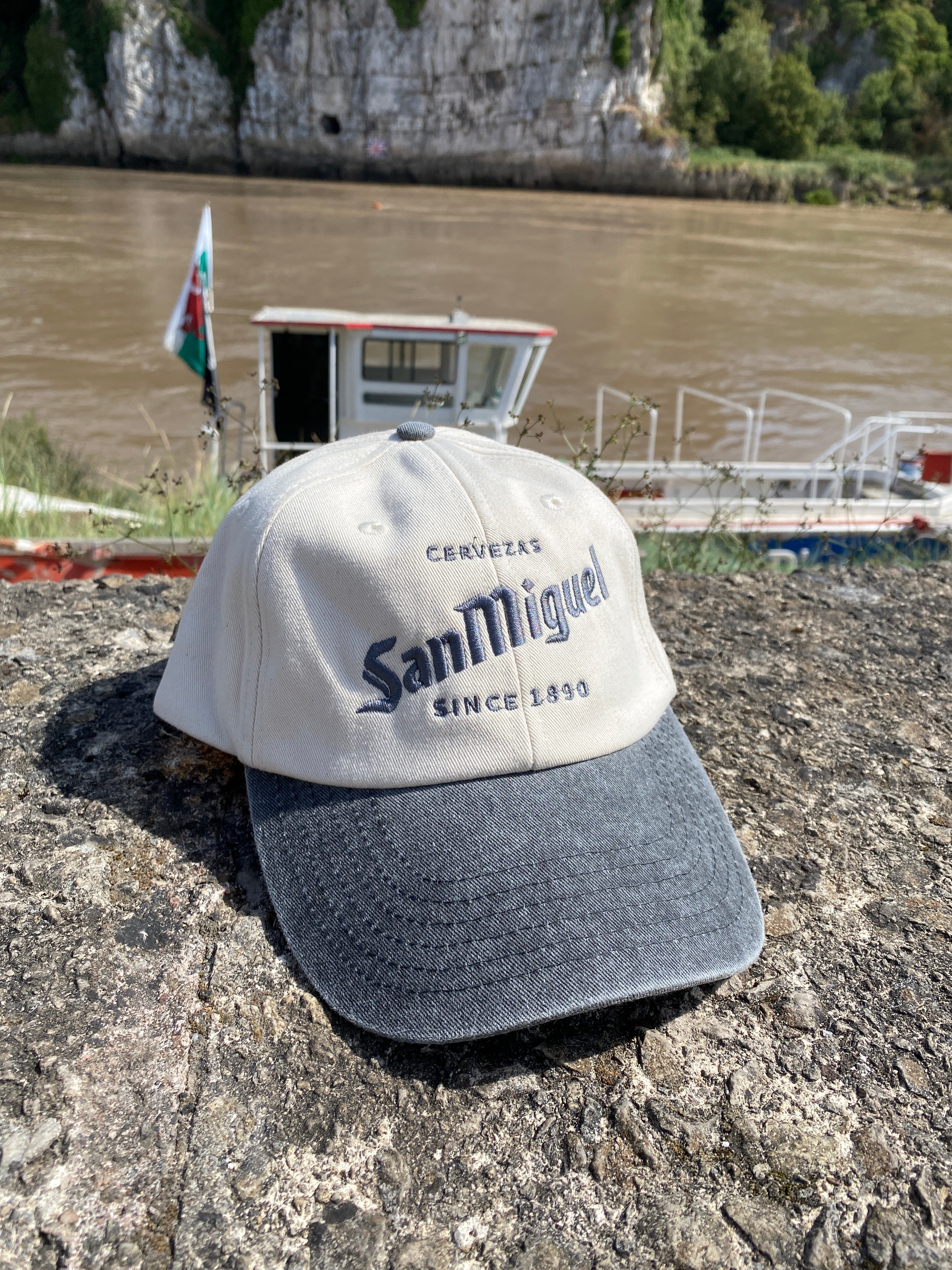 San Miguel Cerveza Beer Merch Two Tone Grey Baseball Cap