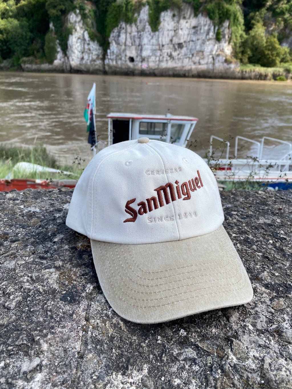San Miguel Cream & Beige Vintage Style Baseball Cap
