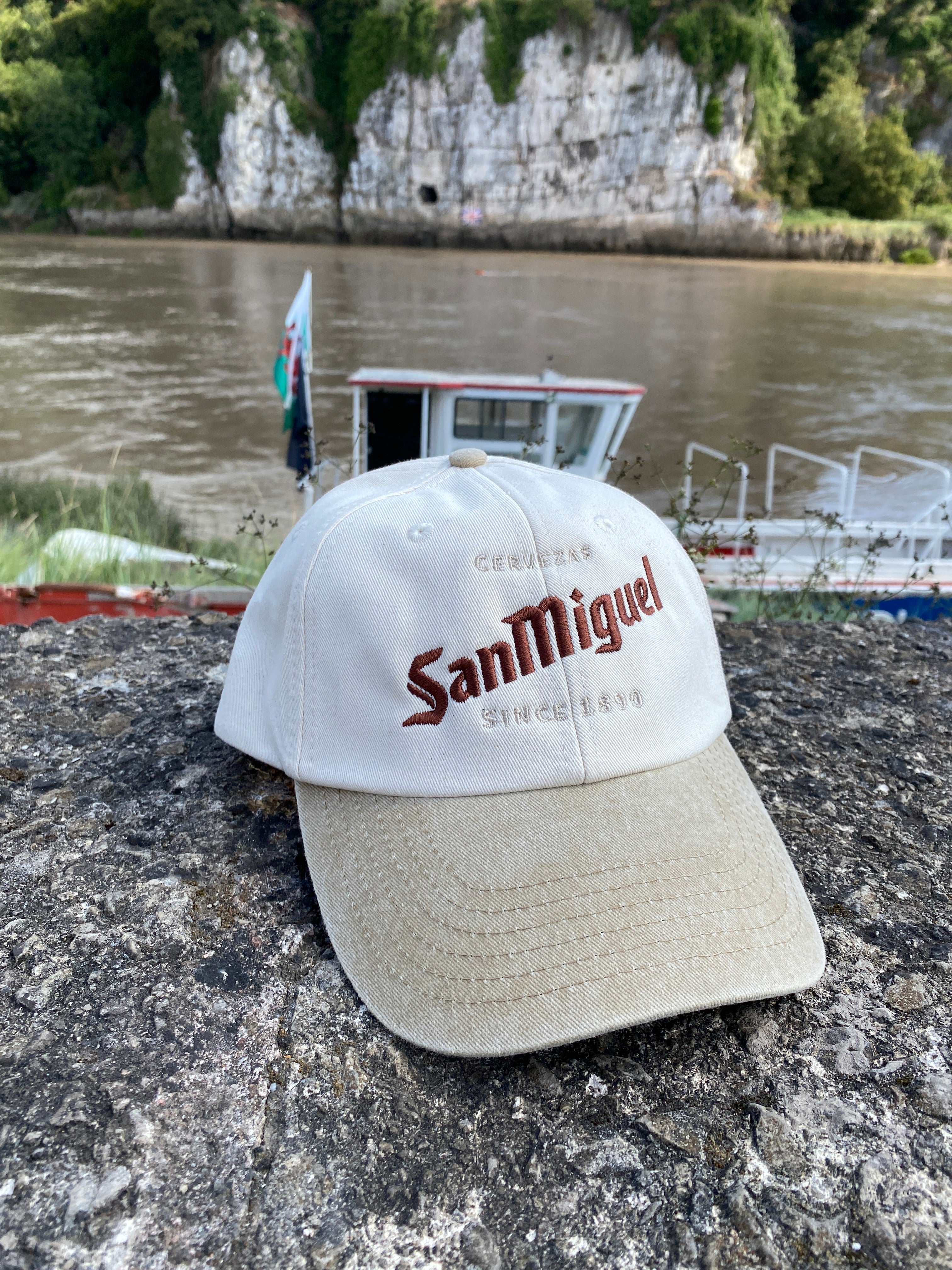 San Miguel Cream & Beige Vintage Style Baseball Cap