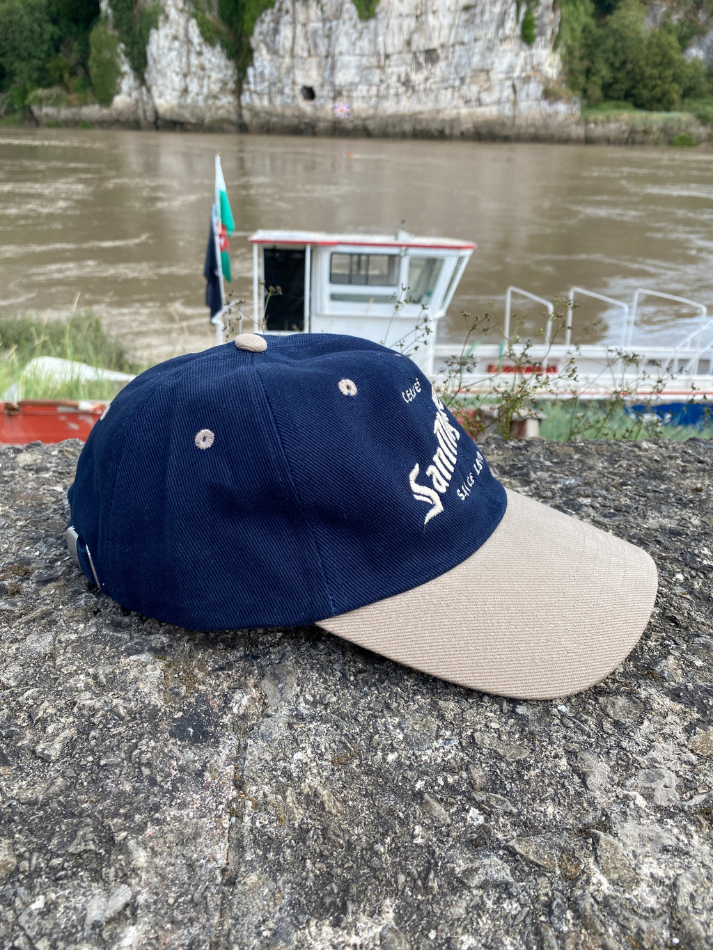 San Miguel Navy &amp; Tan Vintage Style Baseball Cap