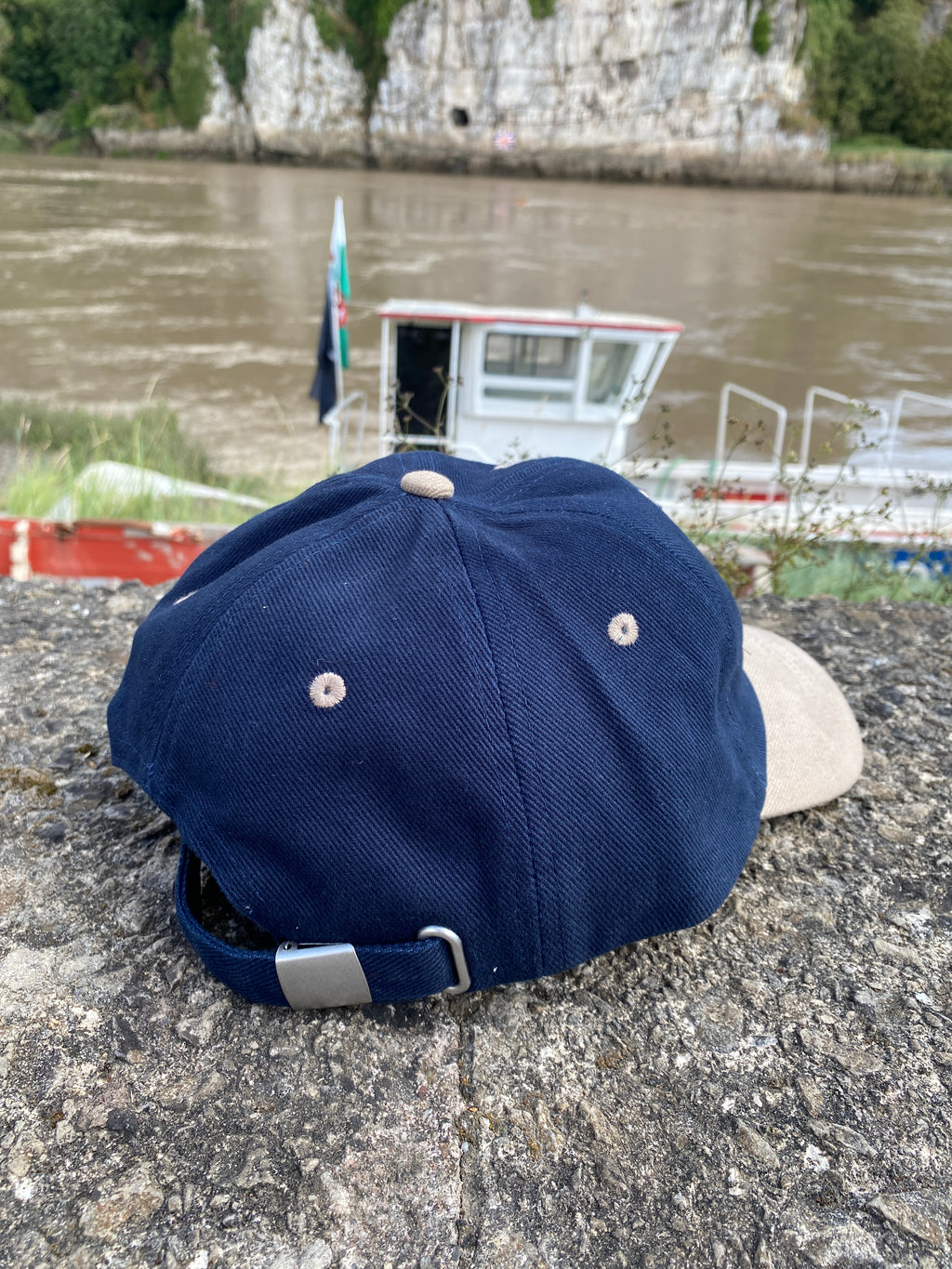 San Miguel Navy &amp; Tan Vintage Style Baseball Cap