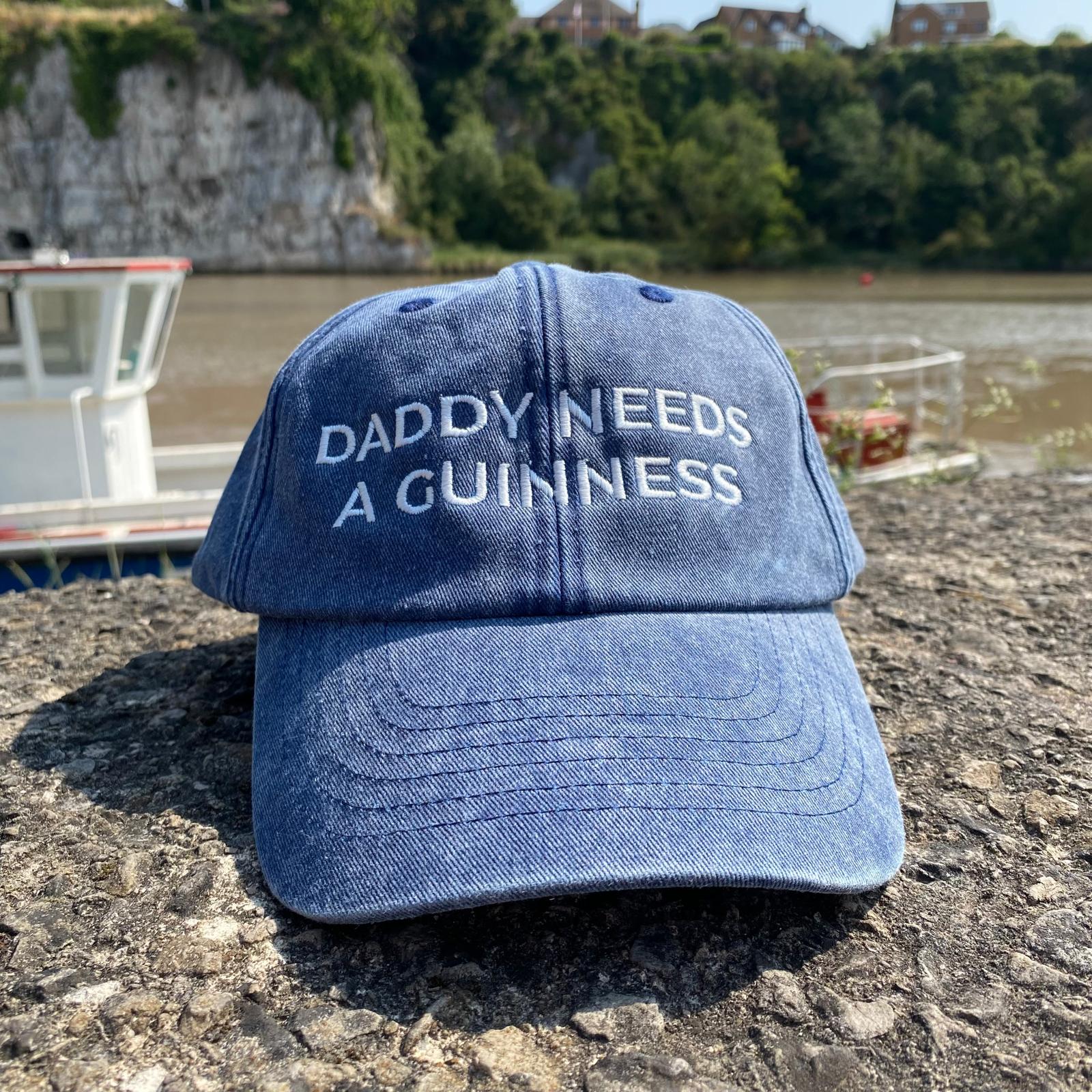 Daddy Needs a Guinness Embroidered Blue Baseball Cap